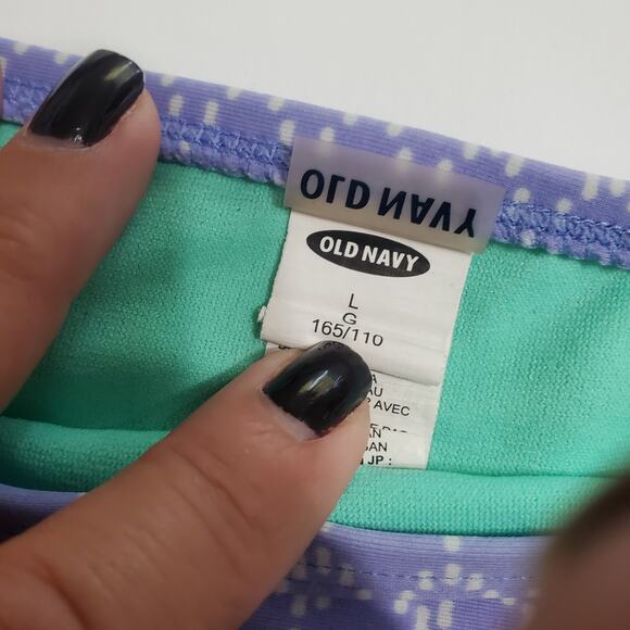 Old Navy 2 Piece Bikini Separates Black Top Purple Print Bikini Bottom  Large - Picture 4 of 8